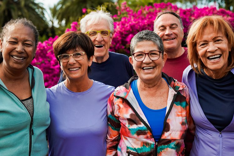 diverse group of friends smiling