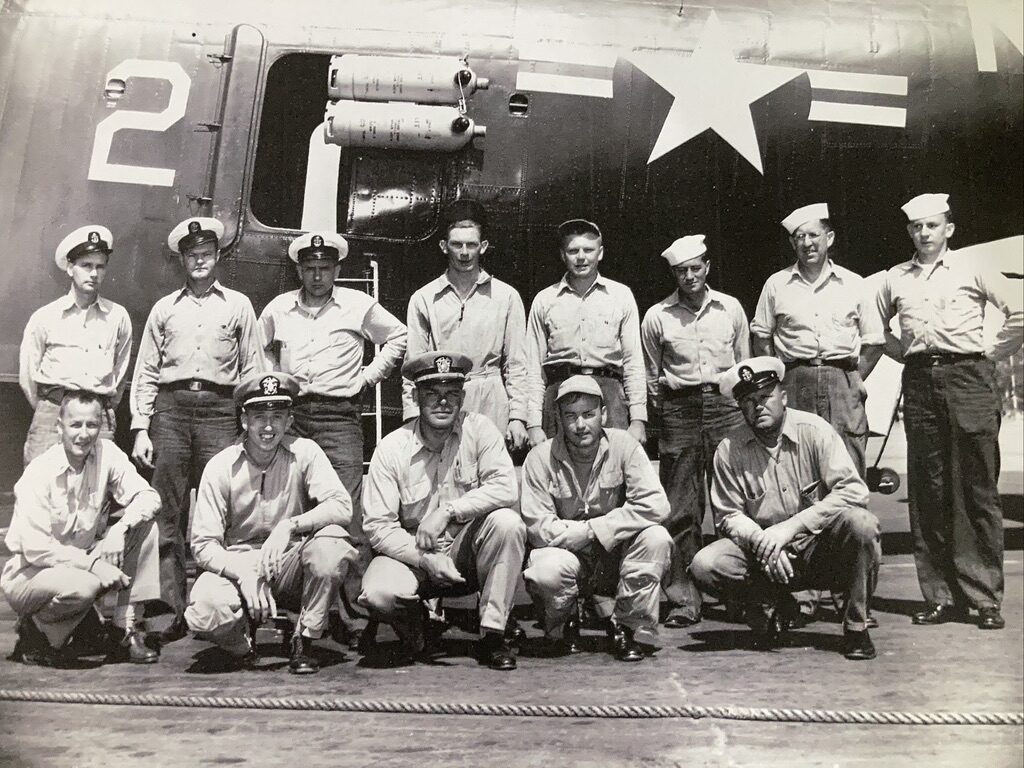 Detwiler with his first crew in the U.S. Navy (Jerry is front row, second from the left)