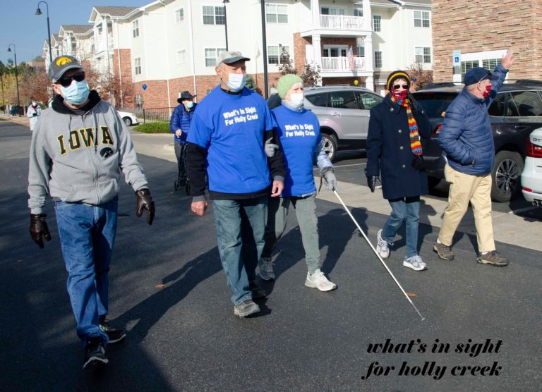 The Holly Creek team walking to raise funds for the Foundation Fighting Blindness this fall (Dave and Marge Vitale, center)