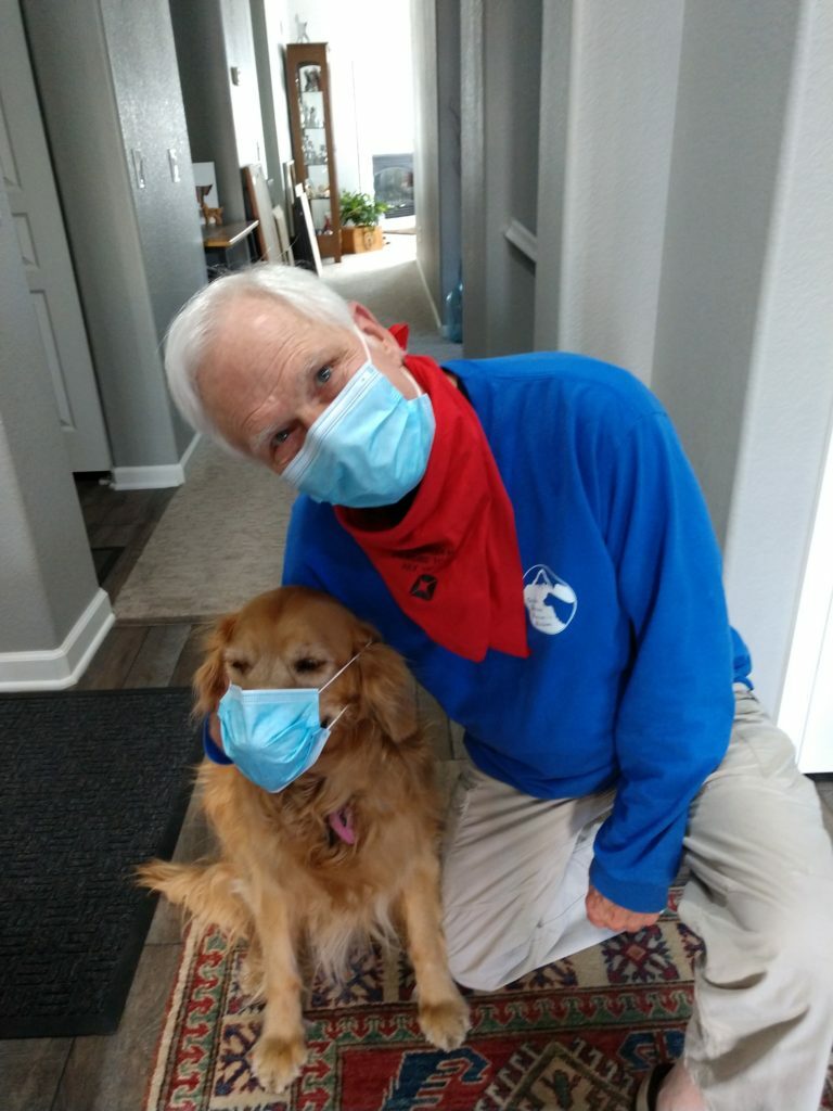 Louise and Russ Jones, masked up to explore the Holly Creek neighborhood