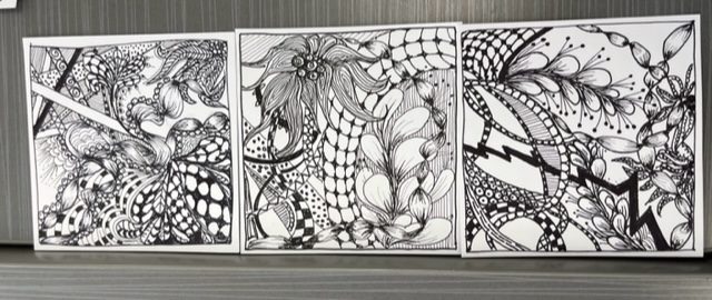 Zentangle drawings made by Holly Creek artist Tricia Darrah