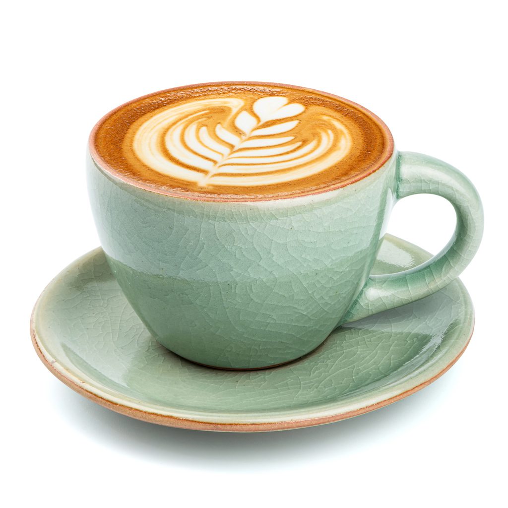 Holly Creek Active Senior Living Community in Centennial, CO - caffe latte in blue coffee cup