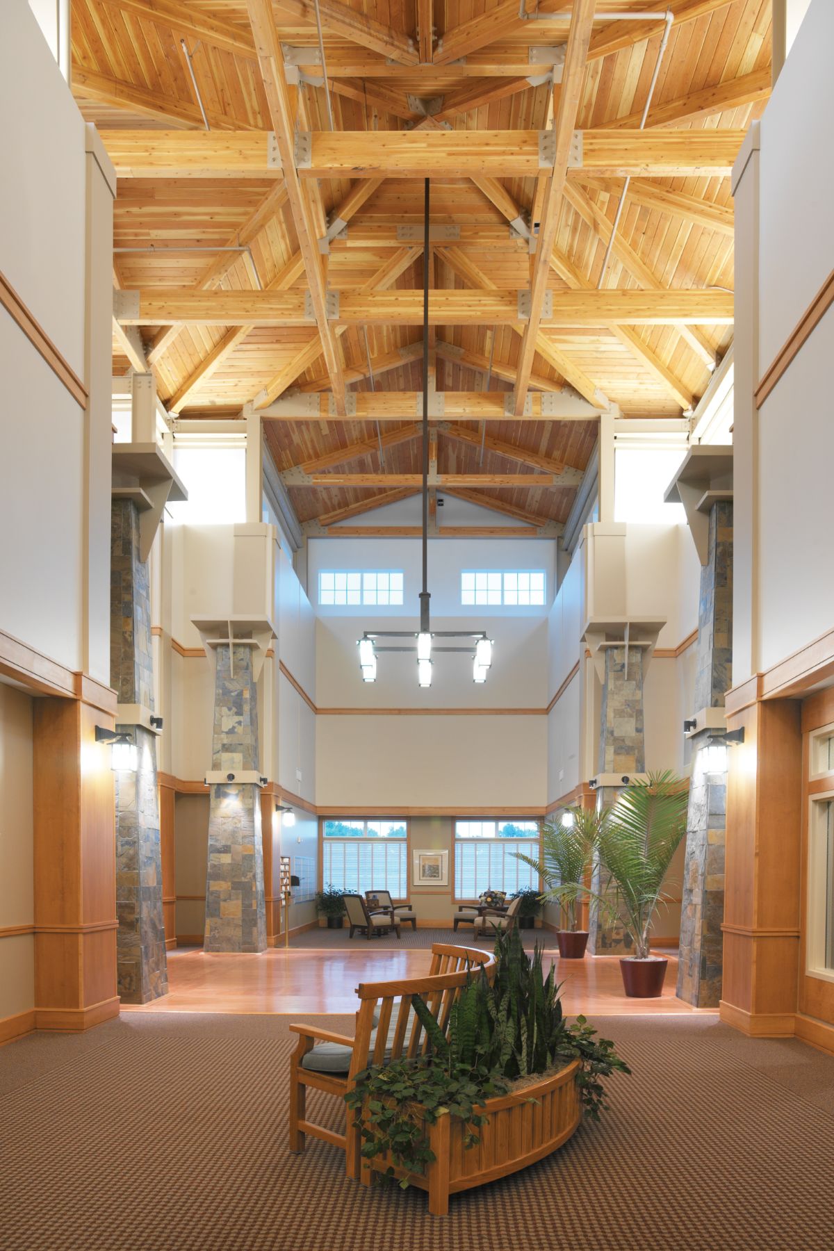 holly creek town center wood beam ceilings portrait