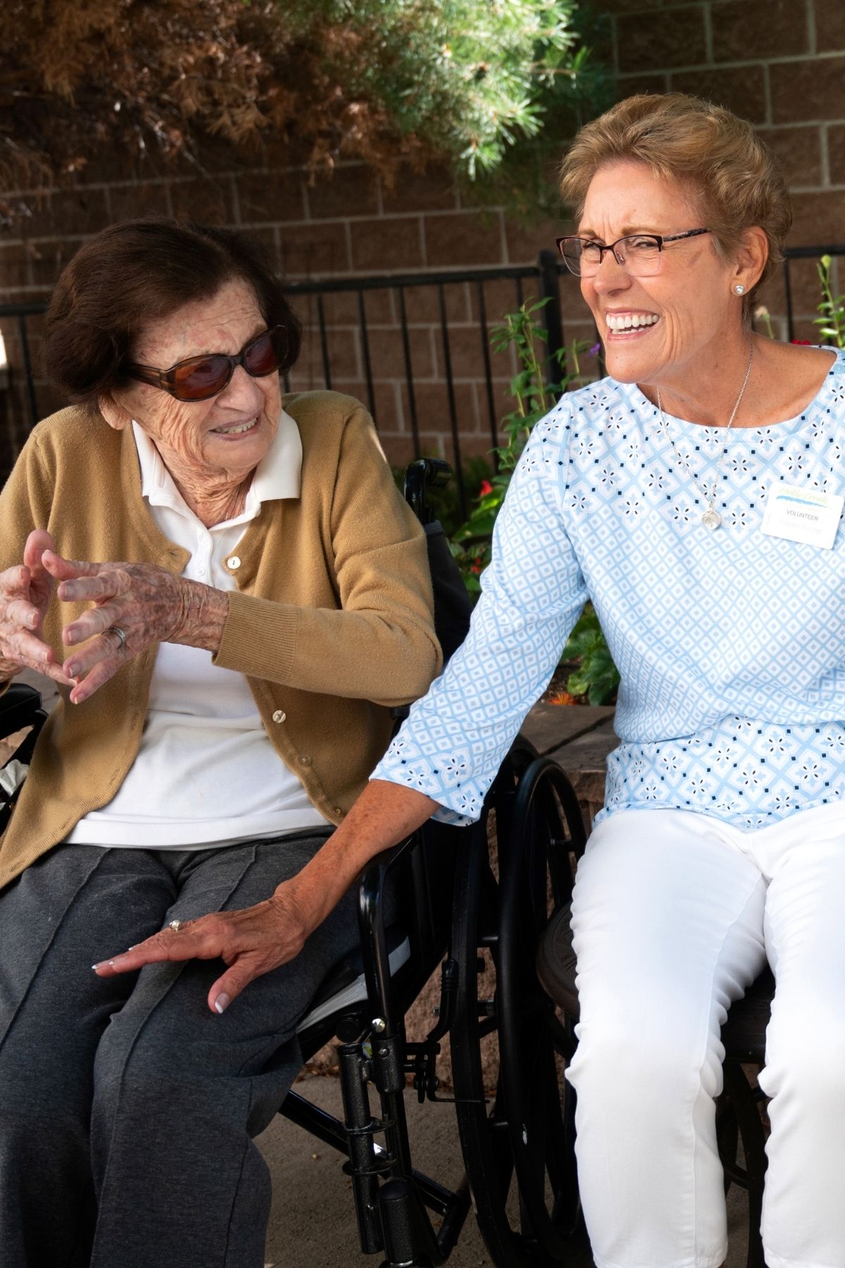 resdients enjoy chatting with each other portrait