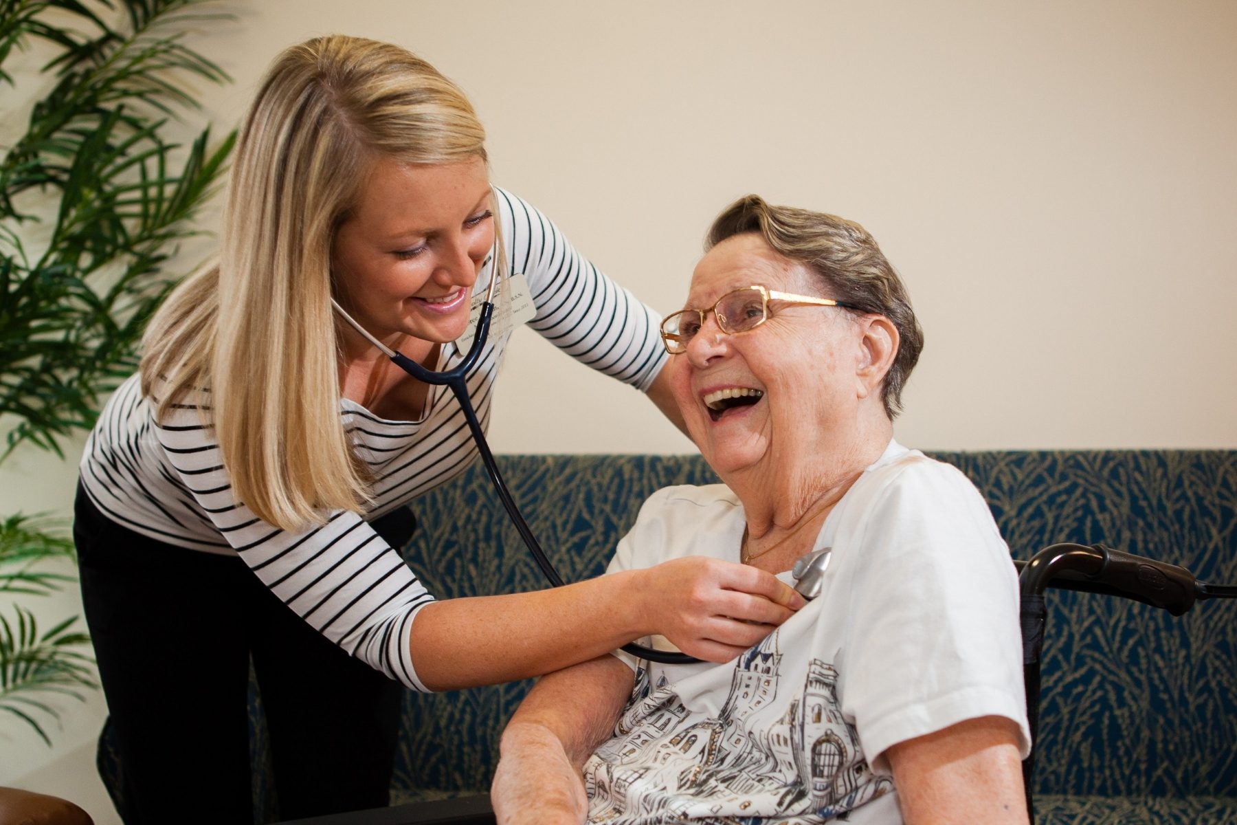 resident heart getting checked by caretaker landscape