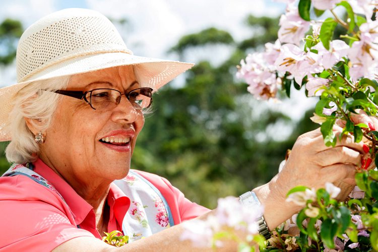 senior woman gardening