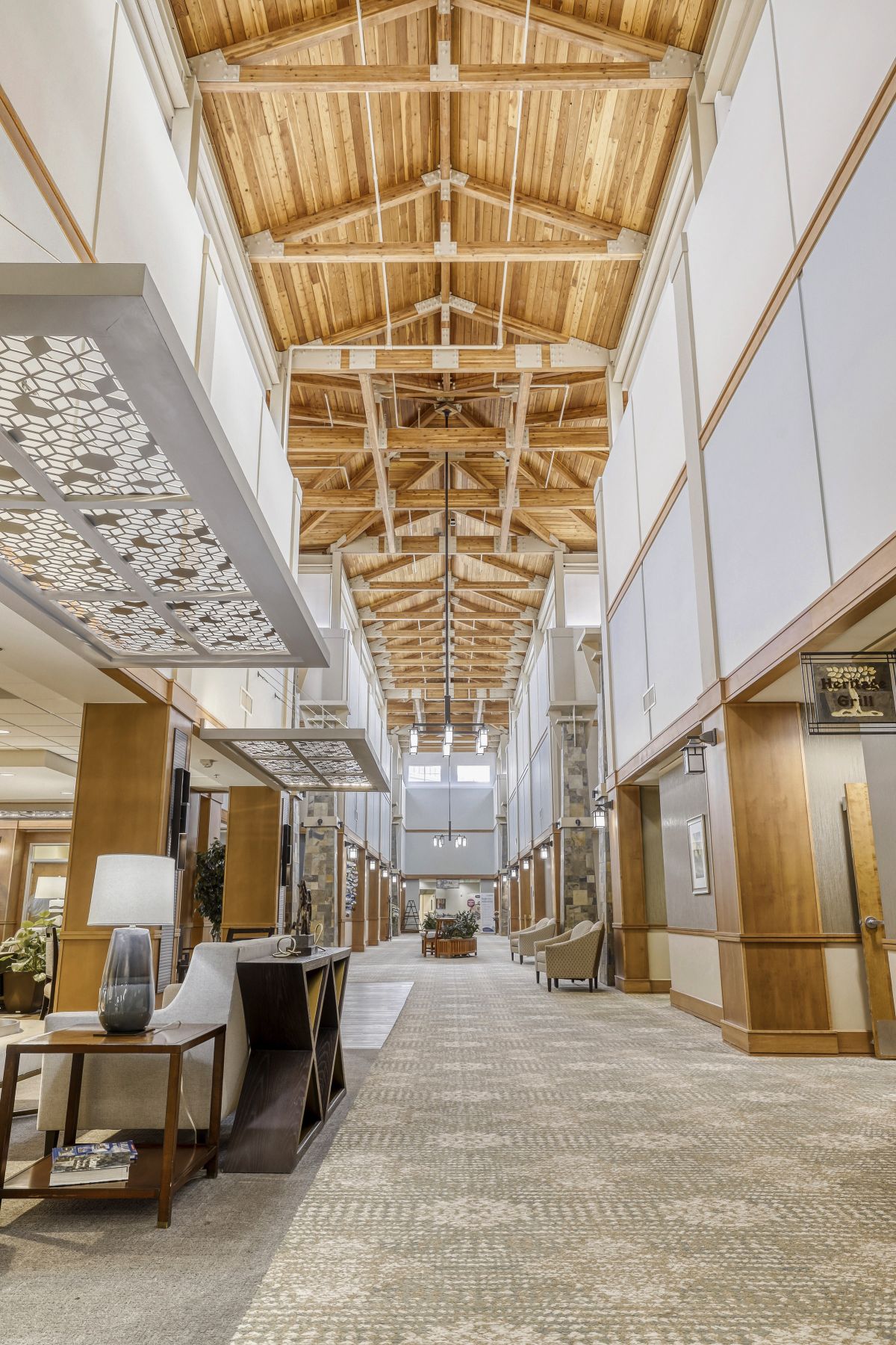 town center with ceiling beams portrait