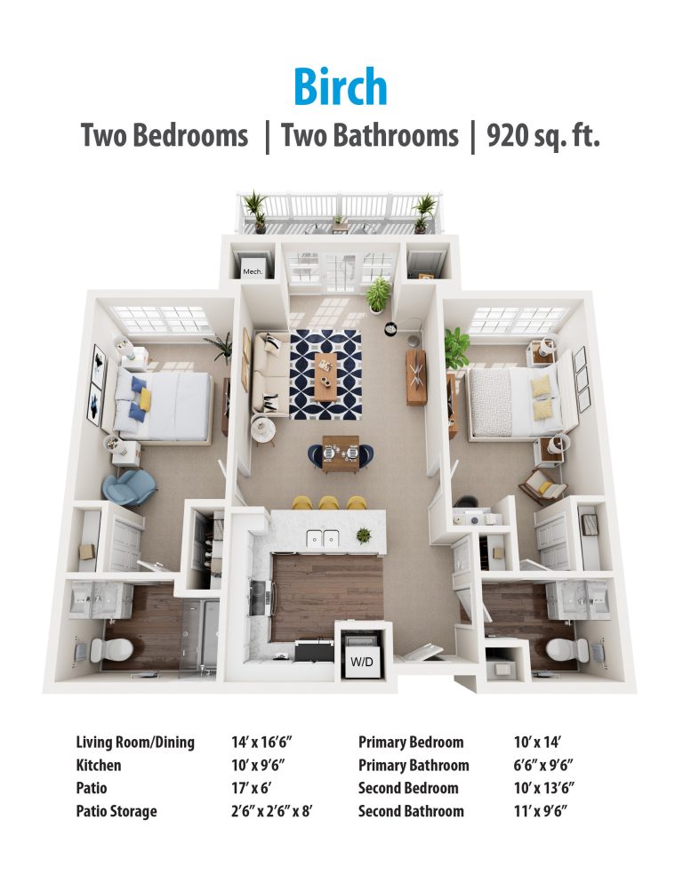 Birch 2-Bedroom Apartment Floor Plan