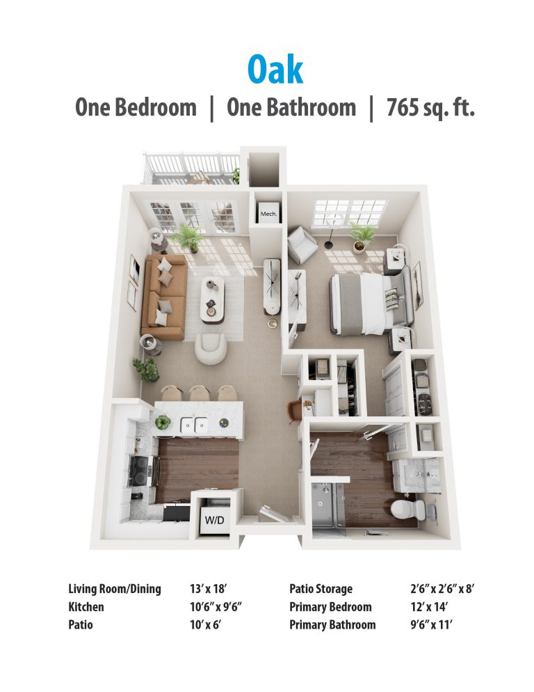Oak Apartment Floor Plan