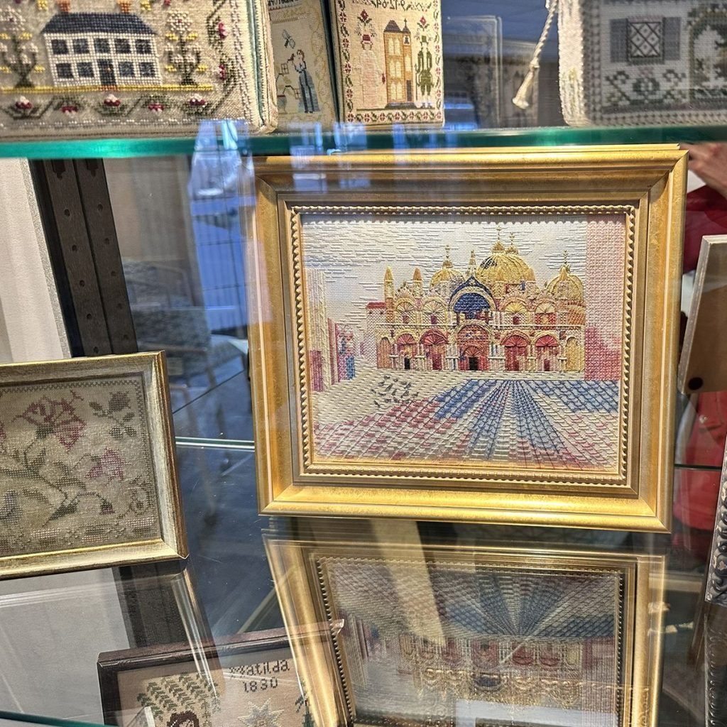 needlepoint art display by sandy kappus