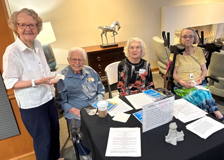community life showcase mindful meditation table